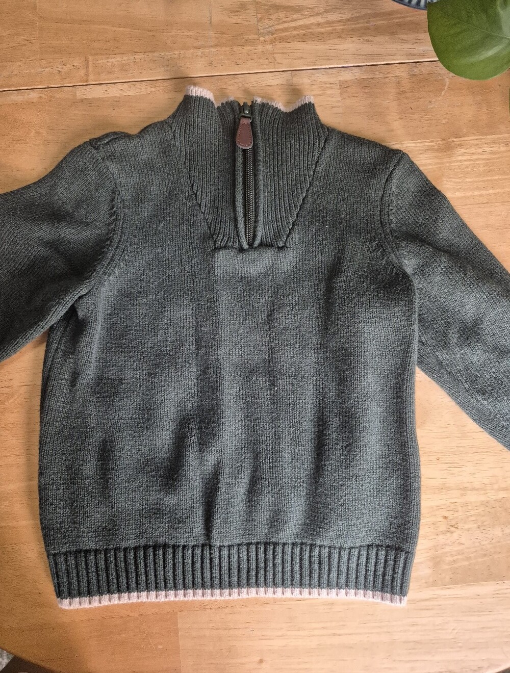 Janie And Jack Boys Green Quarter Zip Sweater Size 3t